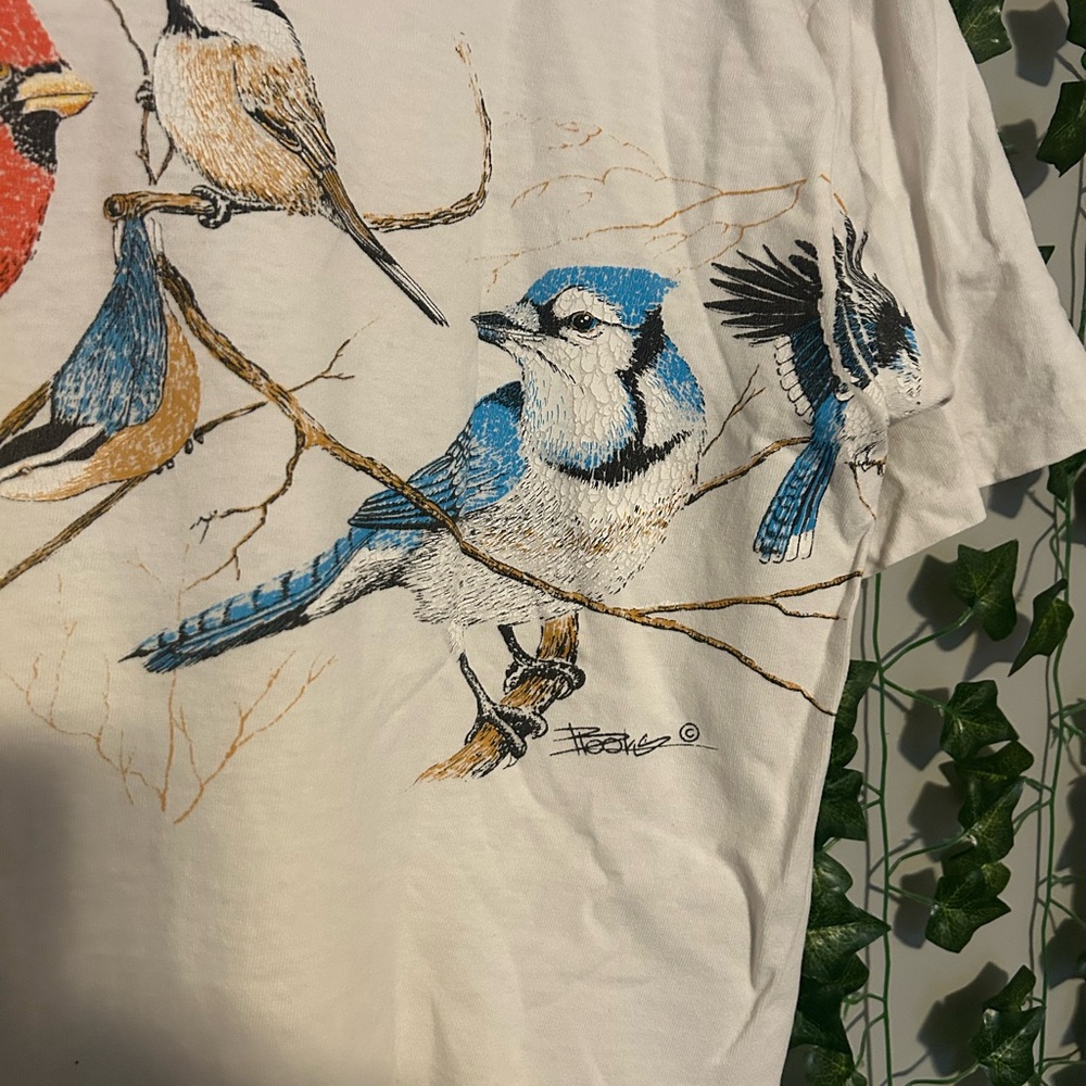 Vintage 90’s Double Sided Colorful Songbirds Nature Outdoors Art Graphic Tee - Picture 5 of 5
